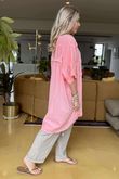 Made in Italy Sa Caleta Circle Longline Boyfriend Top Washed Sherbet Coral /7 =